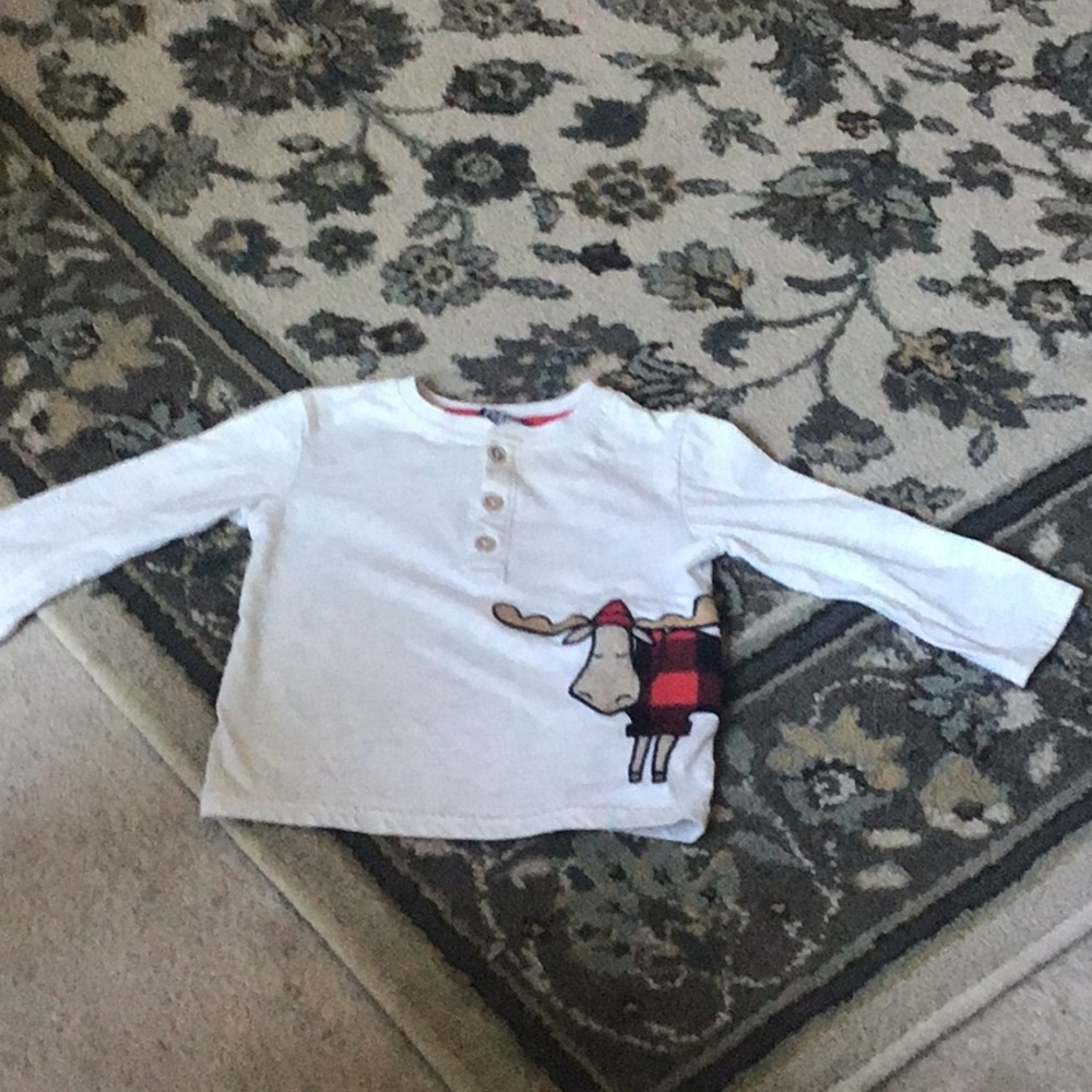 Fierce Frank long sleeve top with Moose (18)mo white red brown